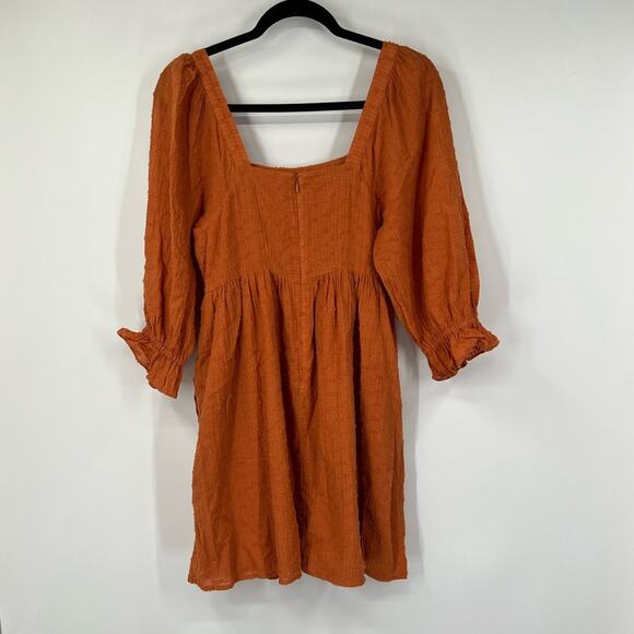 Madewell Puff-Sleeve Waisted Mini Dress in Mulled Cider - Picture 4 of 8